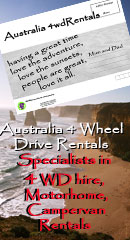 Australia 4 Wheel Drive Rentals for 4wd car hire, 4 wheel drive camper hire, 4x4 wagon rentals, 4wd car and tents for hire from Alice Springs and Darwin in Northern Territory Australia.