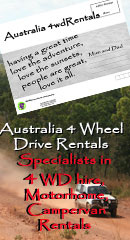 Australia 4 Wheel Drive Rentals for 4wd car hire, 4 wheel drive camper hire, 4x4 wagon rentals, 4wd car and tents for hire from Alice Springs and Darwin in Northern Territory Australia.