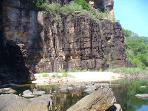 The beach pool on the left here at Jim Jim Falls gorge