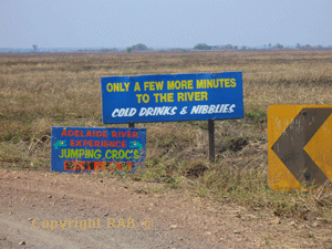 Some of the signs to the Adelaide River Cruise