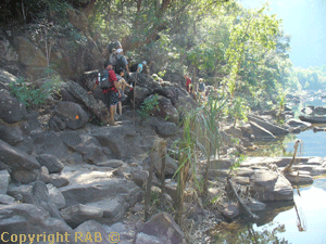 Marg and our guide - The track continues after the  Gorge Viewing Area - where it becomes very rocky and uneven terrain