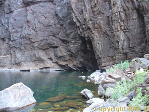 The shallows at the main pool at the bottom of the Gorge