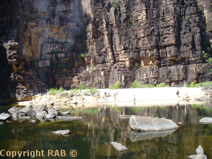 The beach pool on the left here at Jim Jim Falls gorge