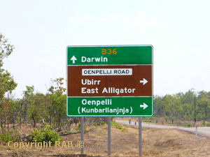 Coming from Jabiru you turn right about 10klm out of Jabiru