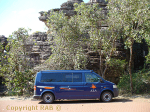 A Kea hire 4 berth deluxe campervan at Ubirr Car Park